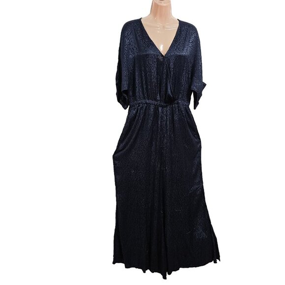 Anthropologie Maeve Wide Leg Jumpsuit Women Size S Blue Deep side Slits - Picture 6 of 14